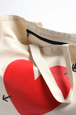 Femme Anita Hass Grand Shopper En Toile Avec Logo En Forme De Coeur