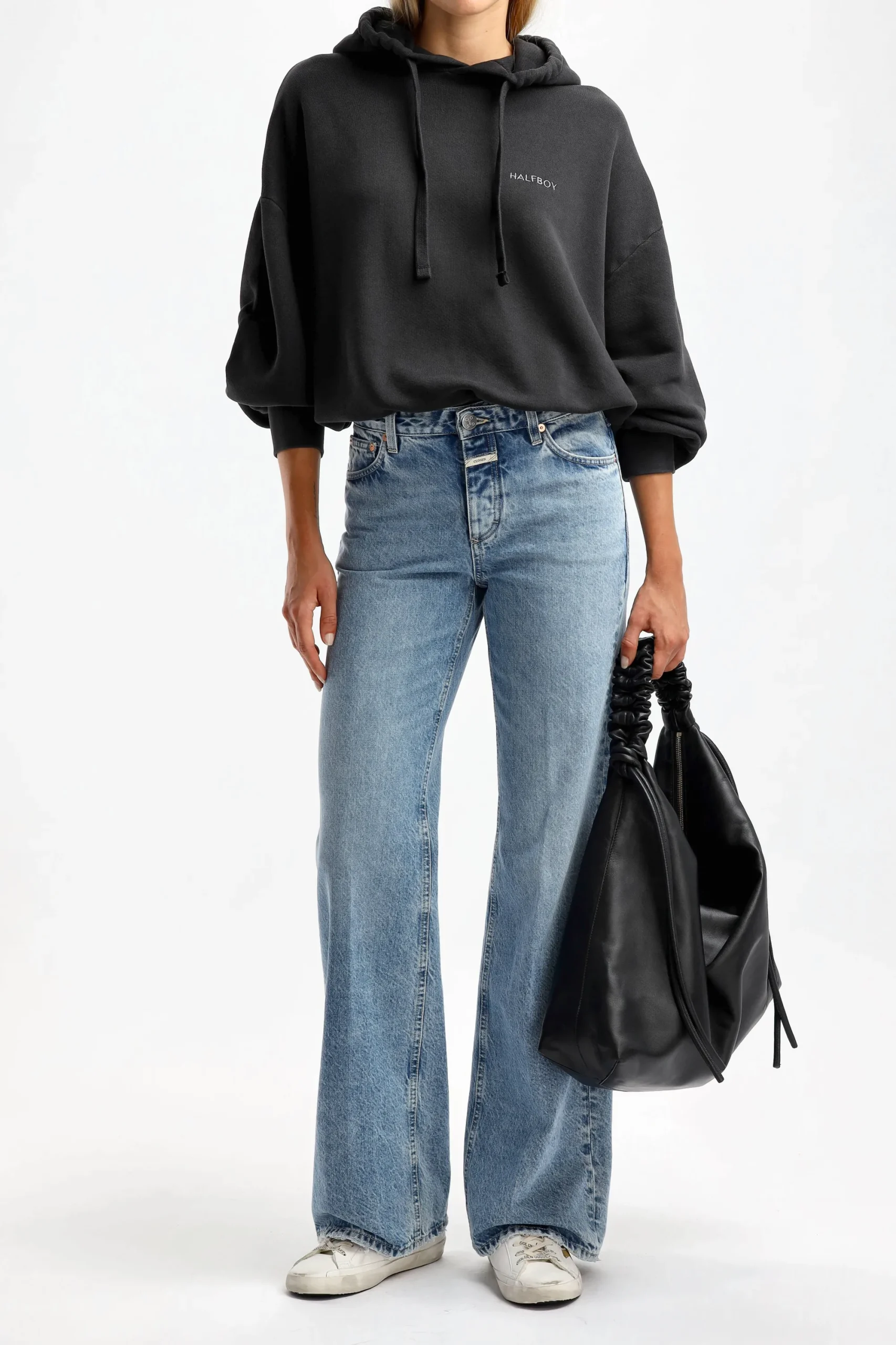 Femme Halfboy Hoodie Fleece Crop En Noir