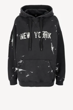 Femme R13 Hoodie Ny En Peinture Noire Acide