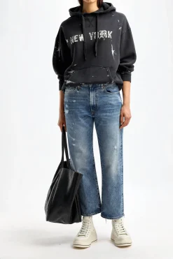 Femme R13 Hoodie Ny En Peinture Noire Acide