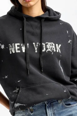 Femme R13 Hoodie Ny En Peinture Noire Acide