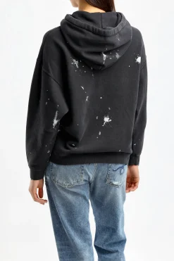 Femme R13 Hoodie Ny En Peinture Noire Acide