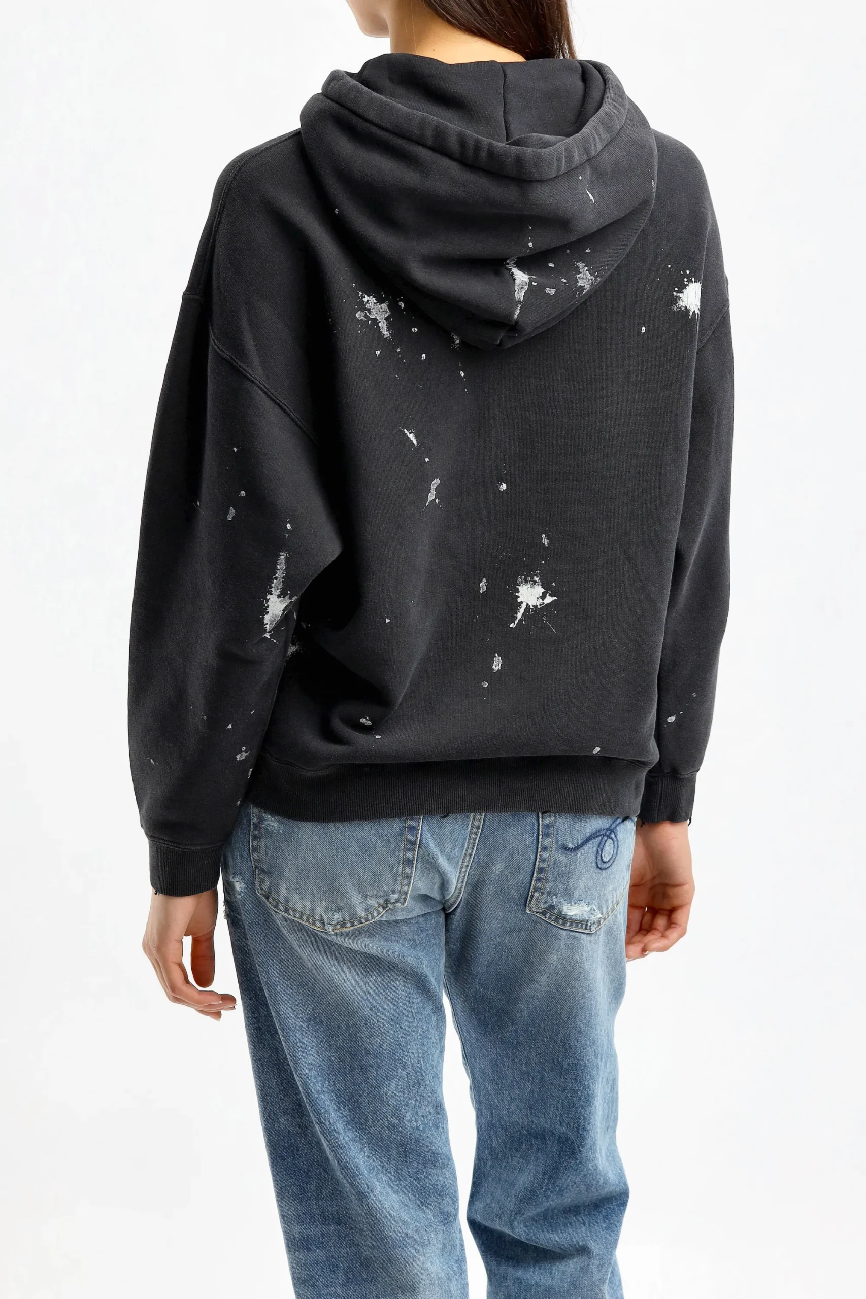 Femme R13 Hoodie Ny En Peinture Noire Acide