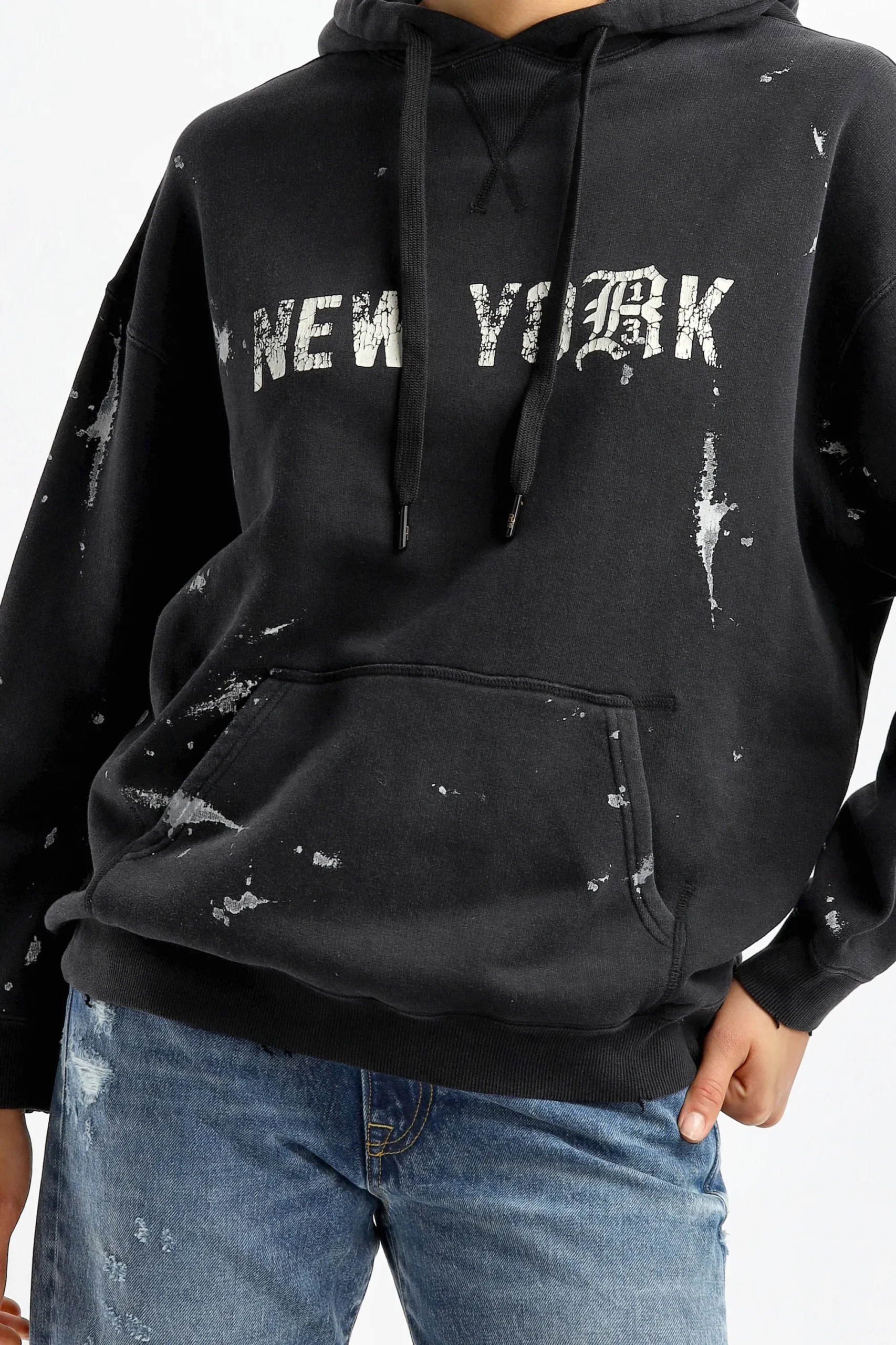 Femme R13 Hoodie Ny En Peinture Noire Acide