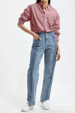 Femme E.L.V. Denim Jeans Boyfriend En Mid/Light Blue