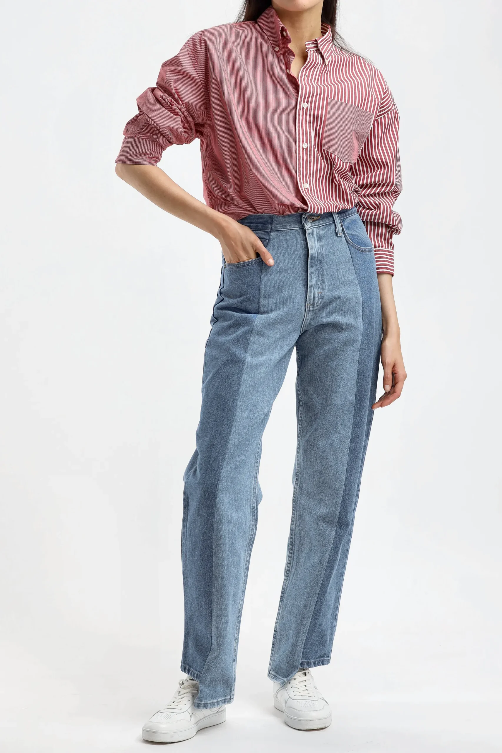 Femme E.L.V. Denim Jeans Boyfriend En Mid/Light Blue