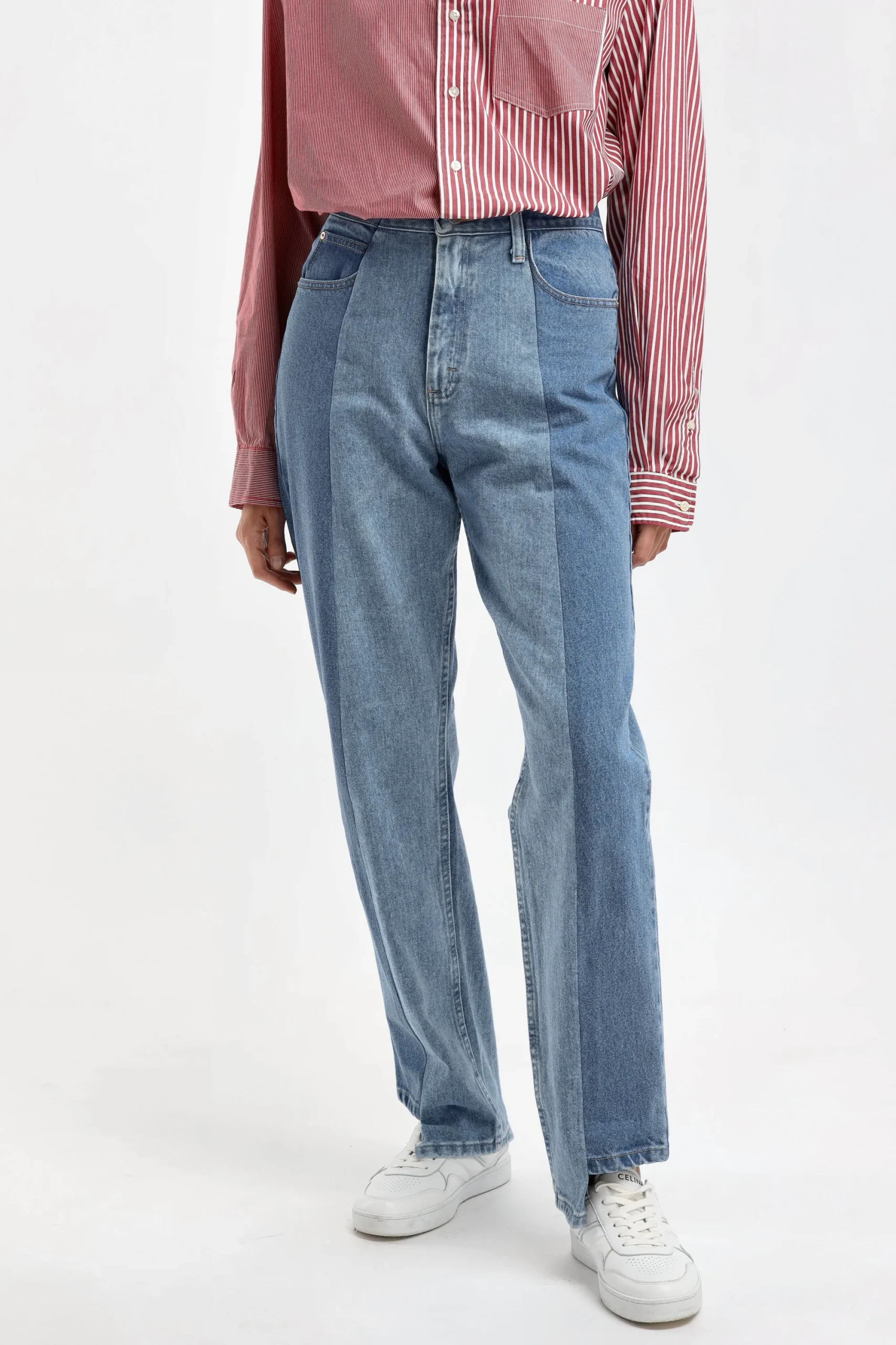 Femme E.L.V. Denim Jeans Boyfriend En Mid/Light Blue