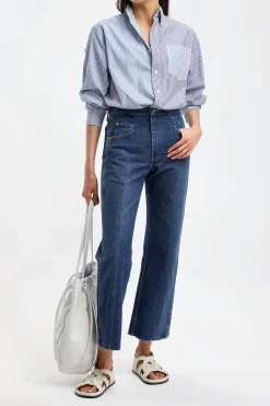 Femme E.L.V. Denim Jeans Flare En Bleu Fonce