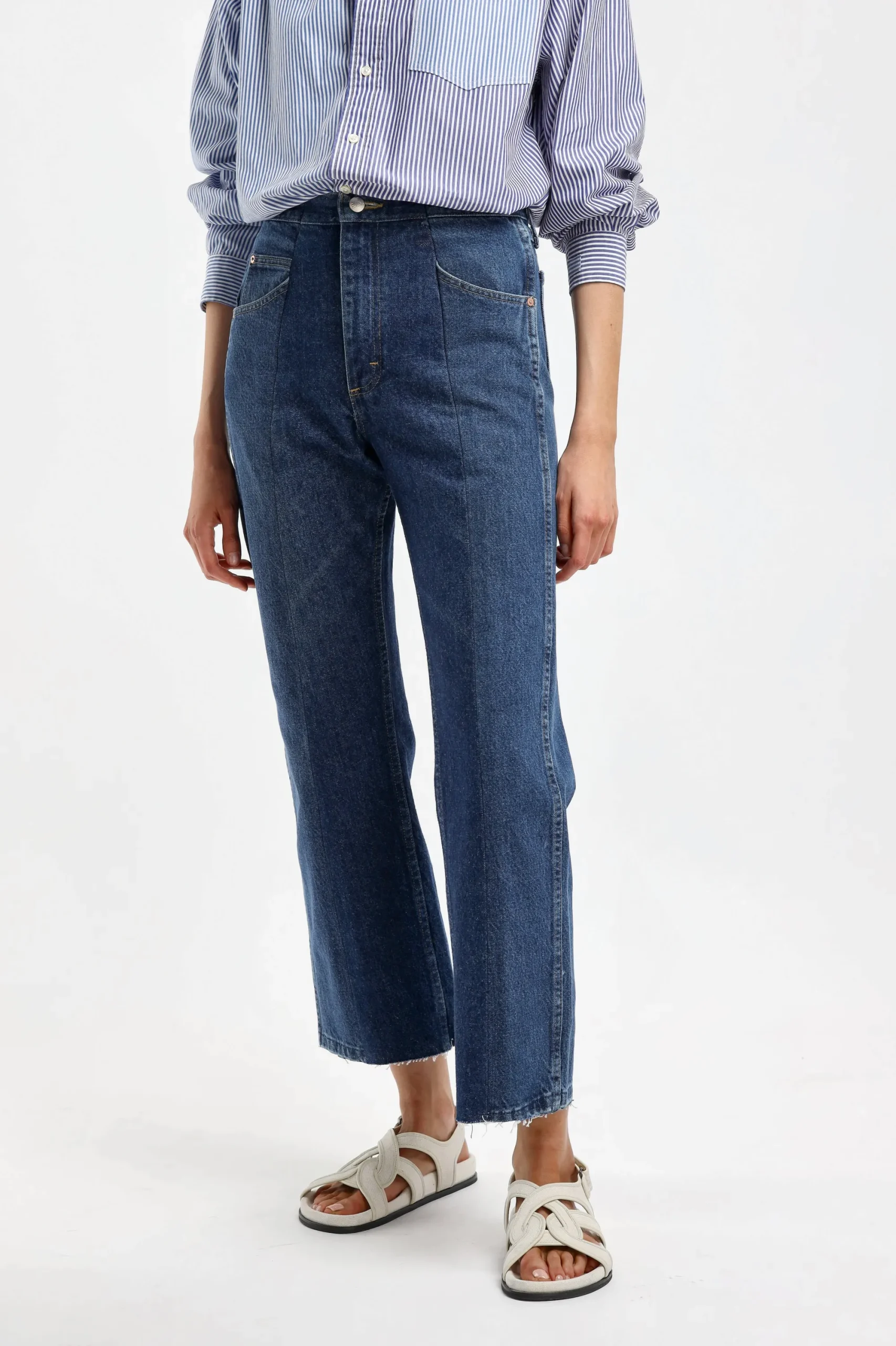 Femme E.L.V. Denim Jeans Flare En Bleu Fonce