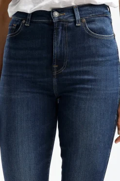 Femme 7 For All Mankind Jeans Hw Slim Kick En Bleu Fonce