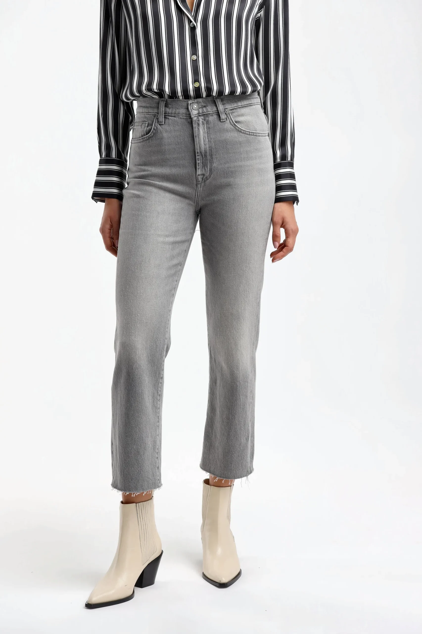 Femme 7 For All Mankind Jeans Logan Stovepipe En Gris