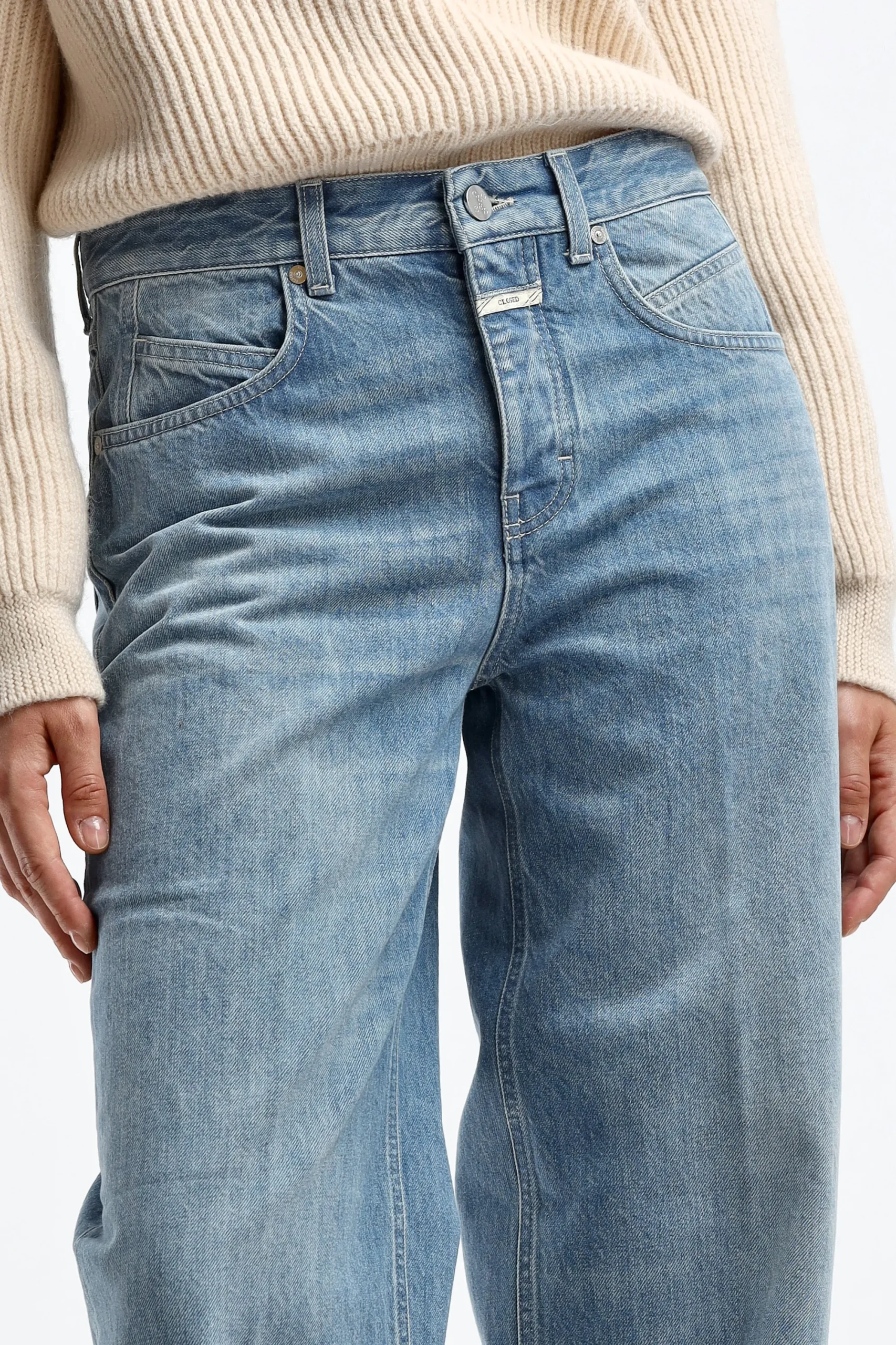 Femme Closed Jeans Nikka Cropped En Bleu Moyen