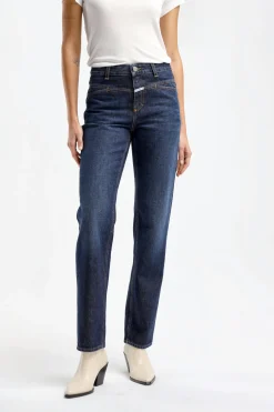 Femme Closed Jeans Straight-X En Bleu Fonce
