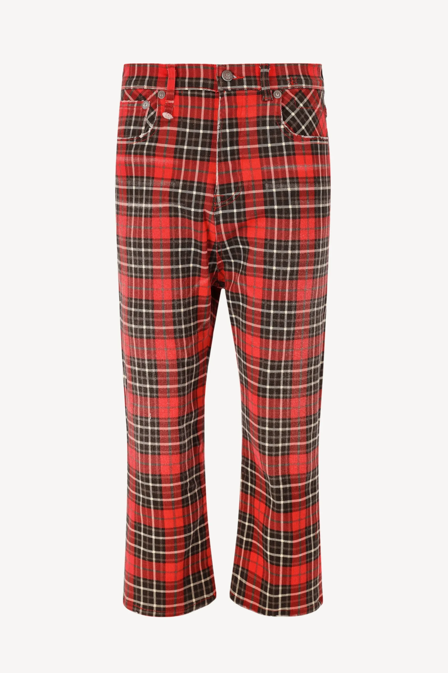 Femme R13 Jeans Tailored Drop En Red Plaid