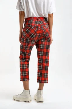 Femme R13 Jeans Tailored Drop En Red Plaid