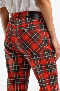 Femme R13 Jeans Tailored Drop En Red Plaid