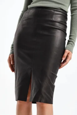 Femme Stouls Jupe En Cuir Carmen En Mazout