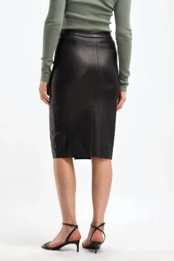 Femme Stouls Jupe En Cuir Carmen En Mazout