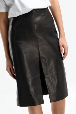 Femme Khaite Jupe En Cuir Fraser En Noir
