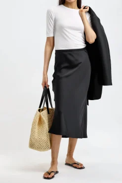 Femme Anine Bing Jupe En Soie Bar En Noir