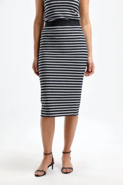 Femme Dorothee Schumacher Jupe Endless Dans Navy/Silver