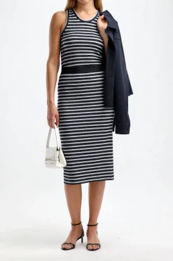 Femme Dorothee Schumacher Jupe Endless Dans Navy/Silver