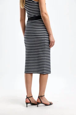 Femme Dorothee Schumacher Jupe Endless Dans Navy/Silver