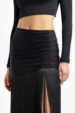 Femme PatBo Jupe Fringe Trim En Noir