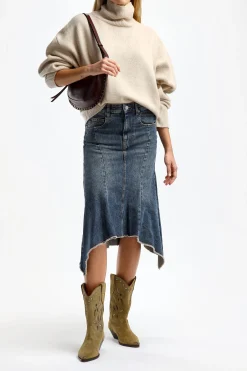 Femme Isabel Marant Jupe Nyda En Bleu Fonce