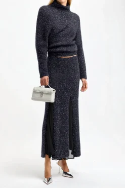 Femme Proenza Schouler Jupe Technical Sequin In Navy