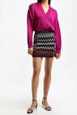 Femme Missoni Jupe Zigzag En Lame Noir