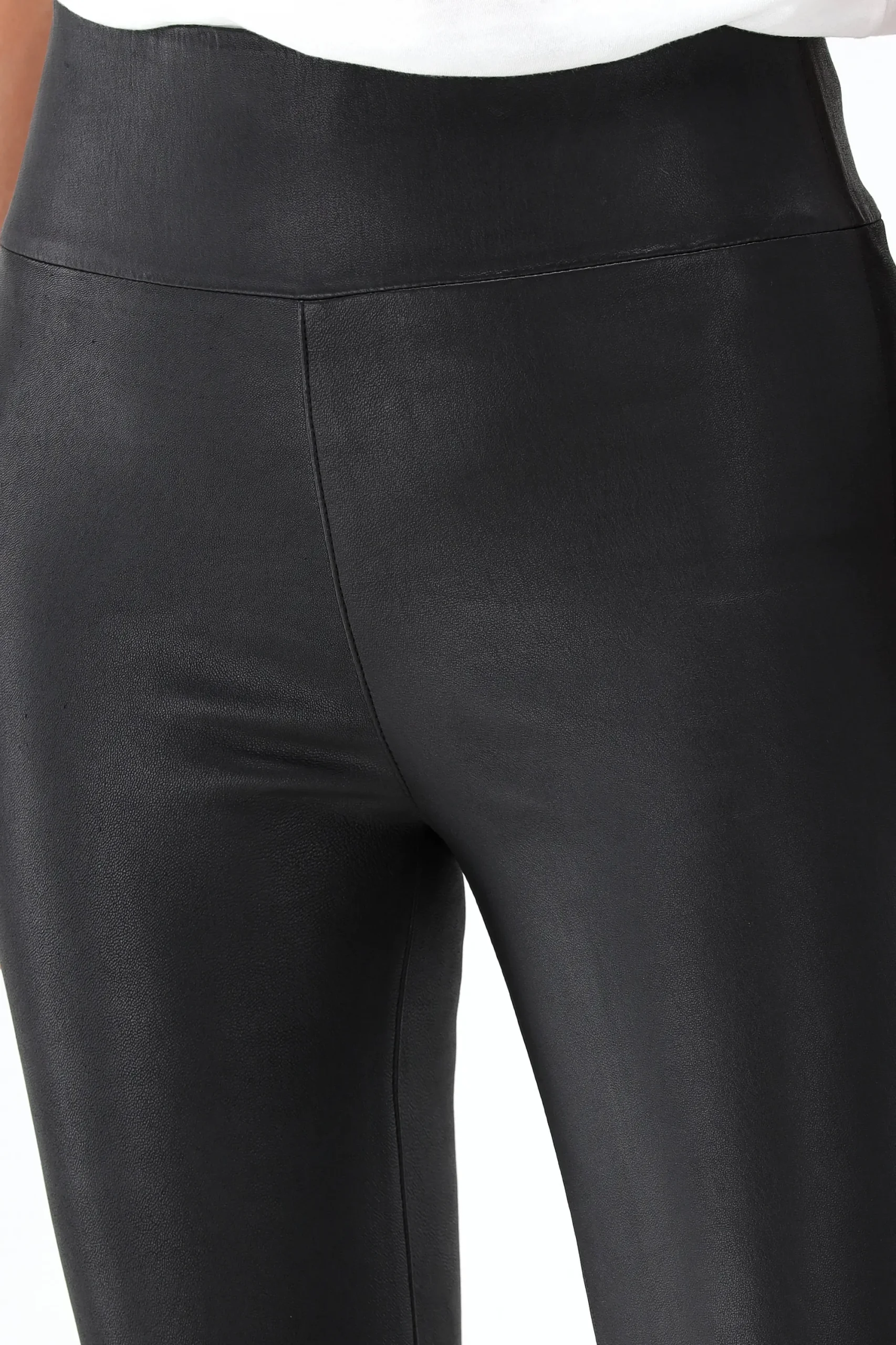 Femme SPRWMN Leggings En Cuir High Waist Ankle En Noir