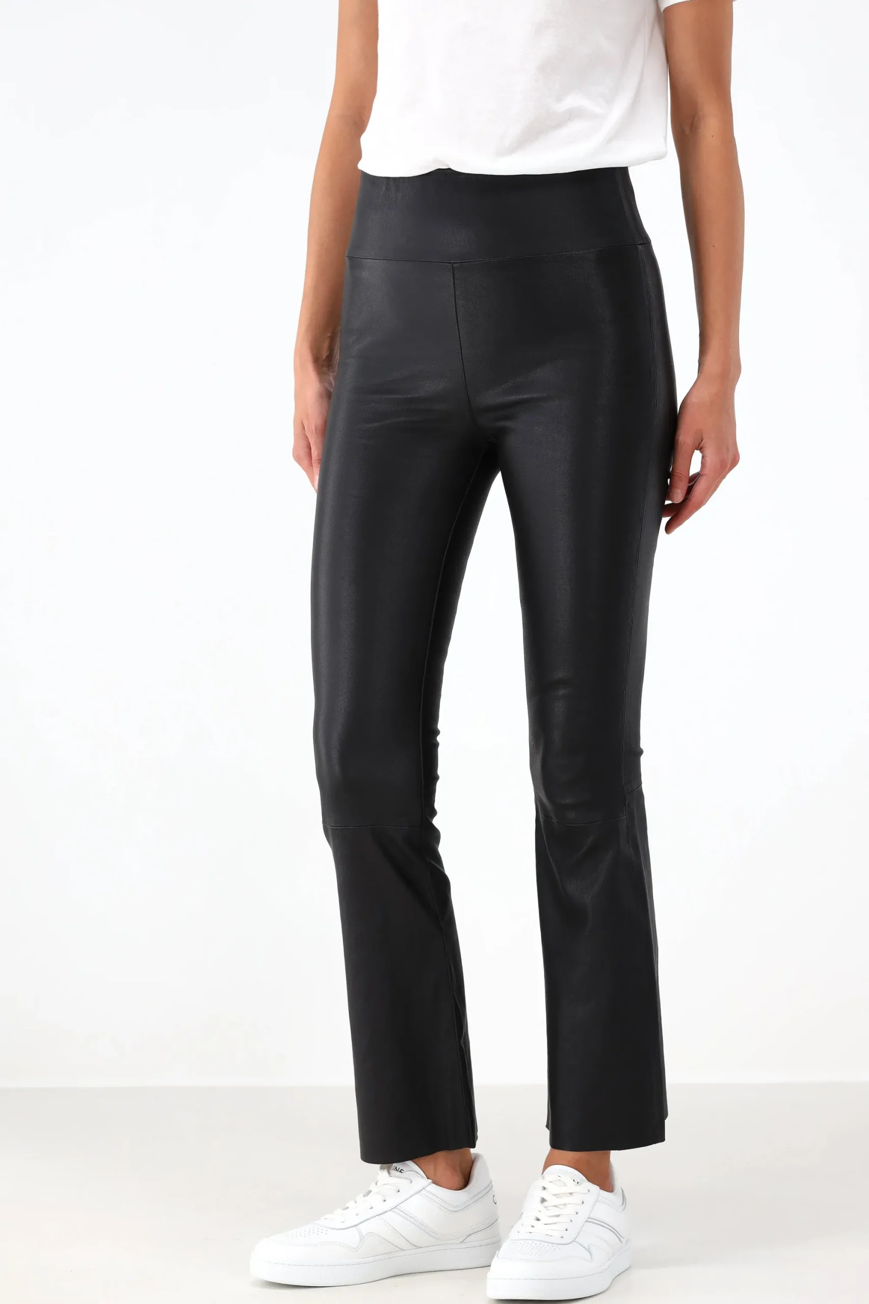 Femme SPRWMN Leggings En Cuir Noir Taille Haute Flare