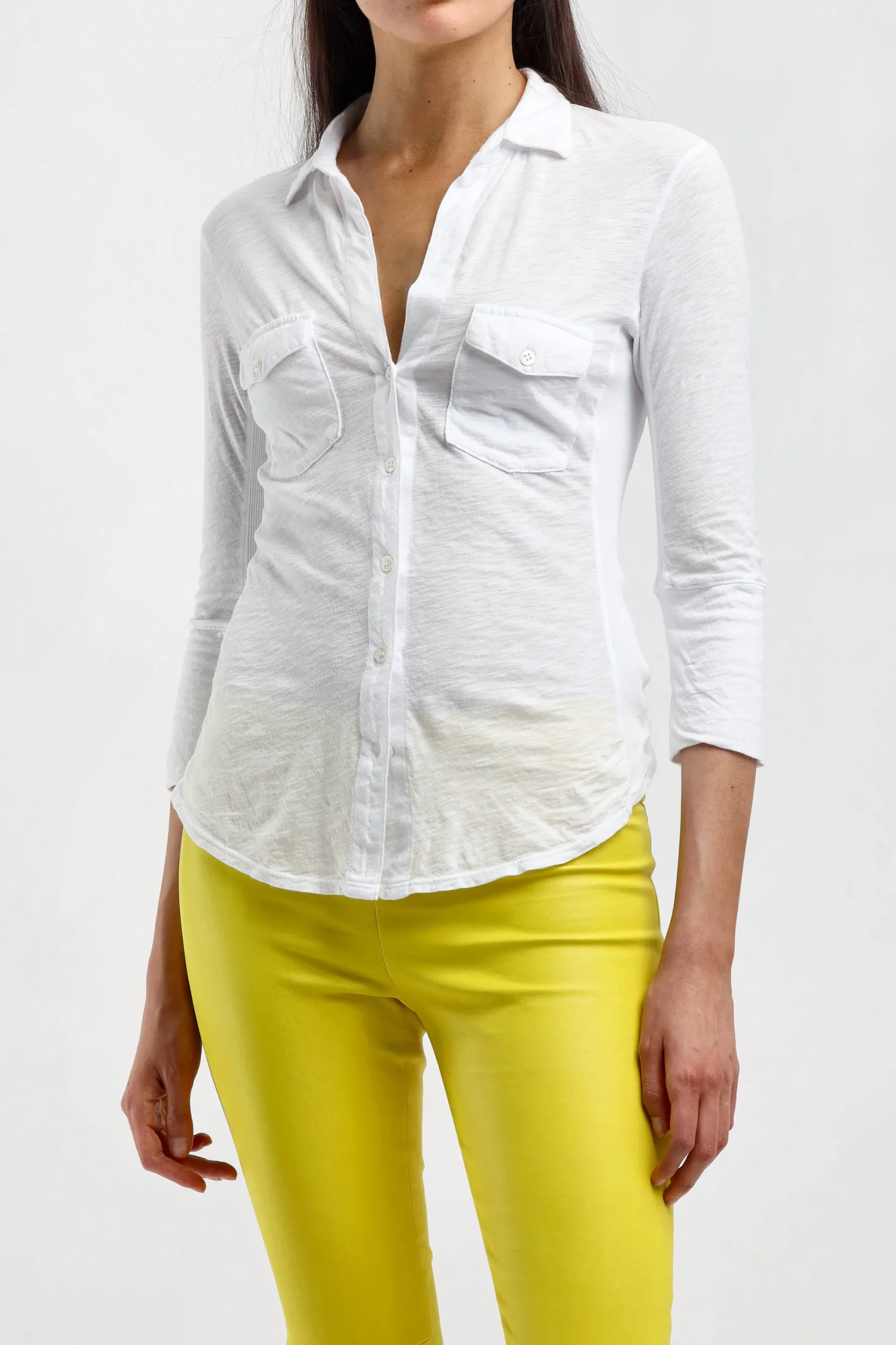 Femme James Perse Manchette Longue Contrast Panel En Blanc