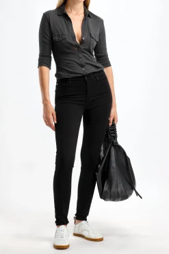 Femme James Perse Manchon Long Contrast Panel En Carbone