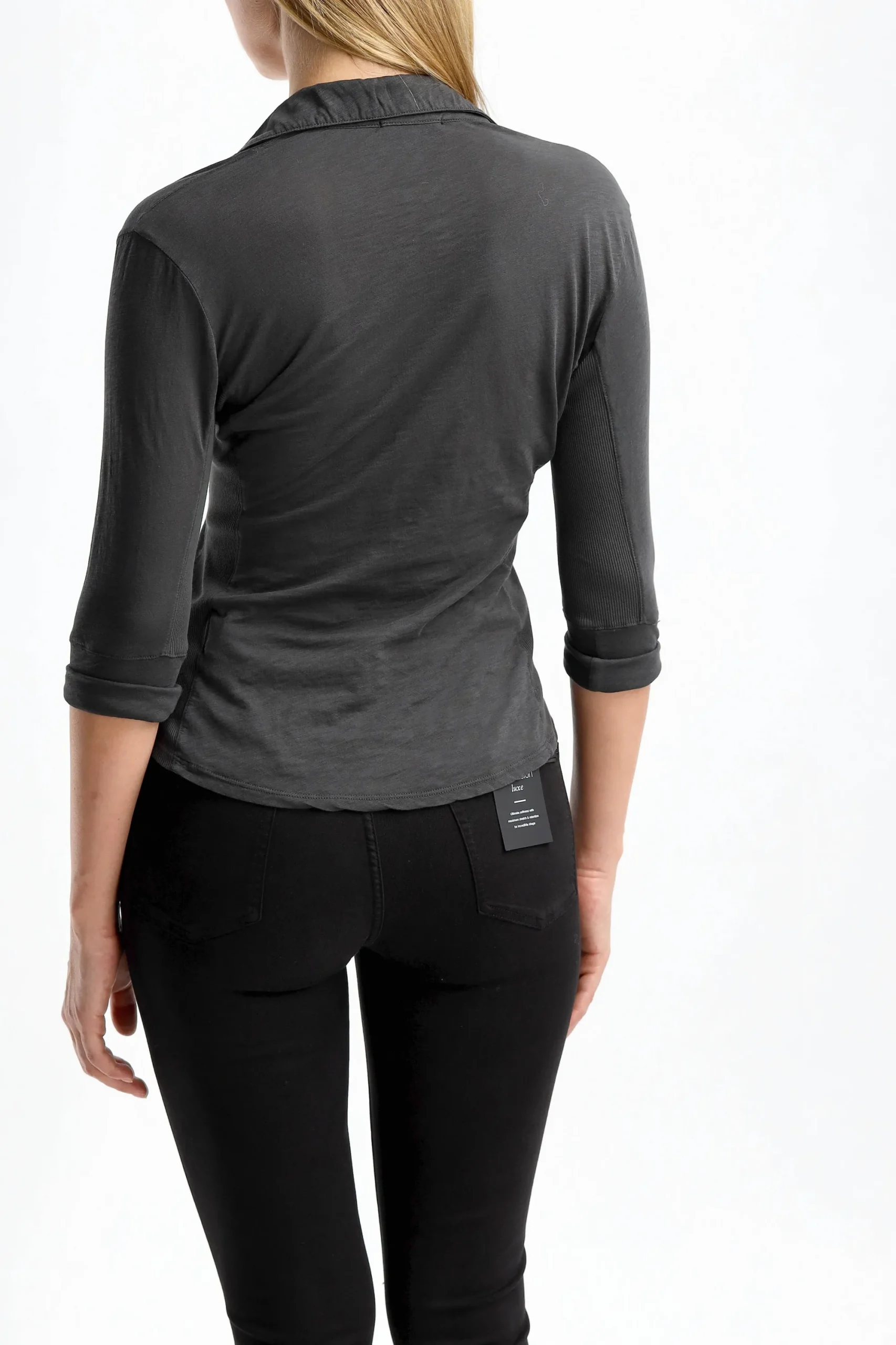 Femme James Perse Manchon Long Contrast Panel En Carbone