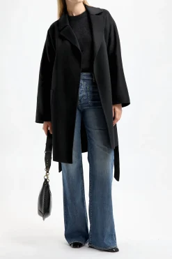 Femme P.A.R.O.S.H. Manteau Avec Ceinture Leak En Noir