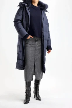 Femme Yves Salomon Manteau De Duvet Ultralight In Midnight