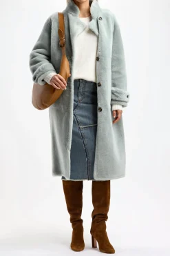 Femme Yves Salomon Manteau D'Officier En Jade