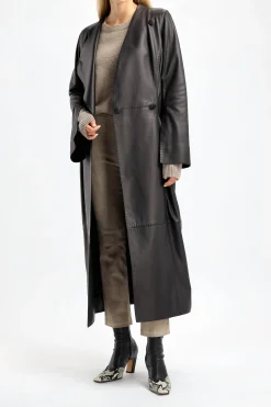 Femme by Malene Birger Manteau En Cuir Sirrena En Noir