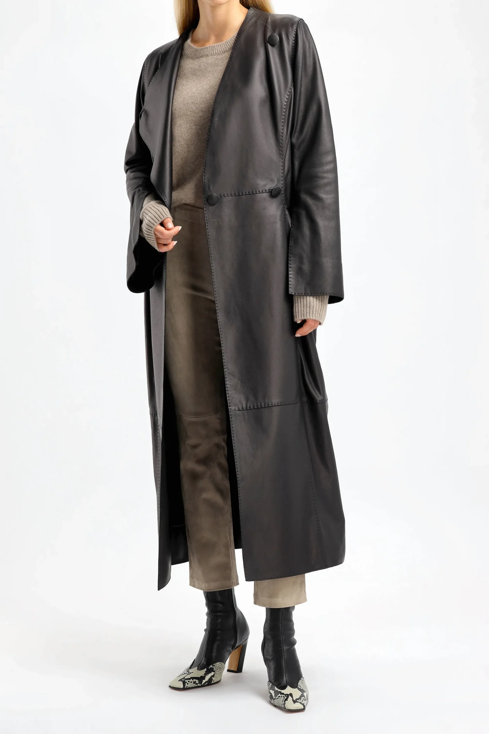 Femme by Malene Birger Manteau En Cuir Sirrena En Noir