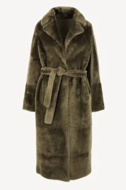 Femme Yves Salomon Manteau En Peau D'Agneau Classique A Olivier