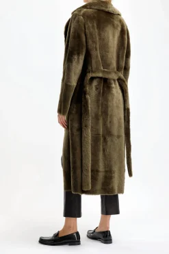 Femme Yves Salomon Manteau En Peau D'Agneau Classique A Olivier