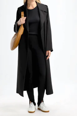 Femme Toteme Manteau Long Fluid En Noir