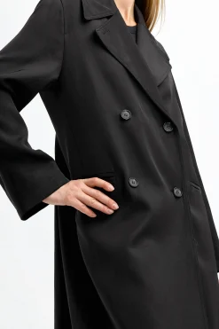 Femme Toteme Manteau Long Fluid En Noir