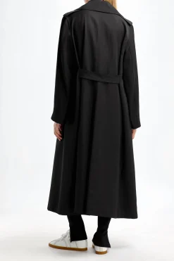 Femme Toteme Manteau Long Fluid En Noir