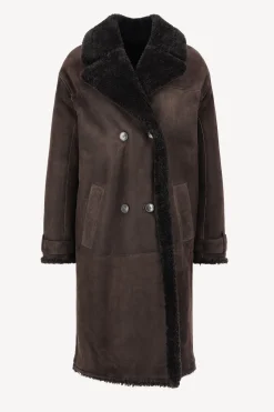 Femme Yves Salomon Manteau Shearling En Cacao
