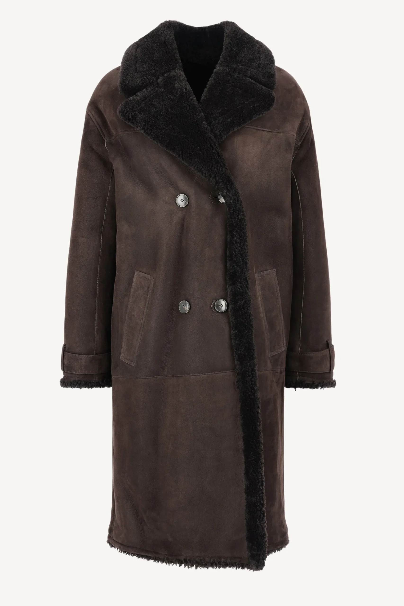 Femme Yves Salomon Manteau Shearling En Cacao