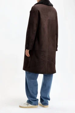 Femme Yves Salomon Manteau Shearling En Cacao