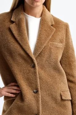 Femme Toteme Manteau Wool-Teddy En Chestnut